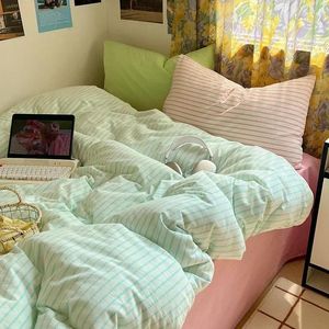 Bedding Sets 2024 Striped Cotton Set Soft & Skin-Friendly Duvet Cover Japan And Korea Style Design Bed Linen