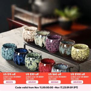 1PCS Alteração do forno China Cup de porcelana Kung Fu Copo de chá de cerâmica Drinkware de tabela caneca caneca caneca de vinho Wines atacado 240510