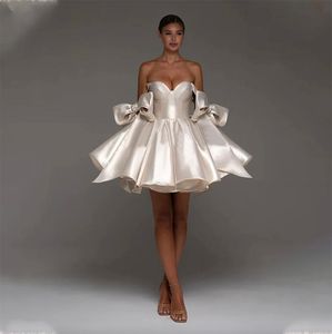 Mignon Satin Sweetheart Bow Pet Pleat Ribbons Graduation Dresses Cocktail Gown Homecoming Party Dress for Women 2024