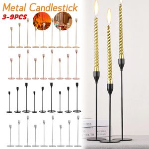 3 pezzi in metallo Candlestick Long Candle Holder Ornaments Decoration Wedding Decoration Gold Set Decor 240429