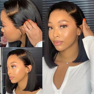 Bob Wig Lace Front Brazilian Human Hair Wigs For Black Women Pre Plucked Short Natural Synthetic Straight HD Full Frontal Closure Wig Dropshipping