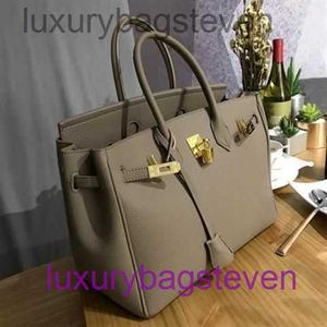 Luxus 10A Top -Grade Designer -Einkaufstaschen Hremms Birkks Taschen Großkapazität Eins Schulter Damenkuhheizhandtasche Litschi mit echtem Logo ausführen