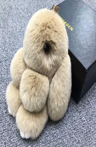 Soft Cute Rabbit Fur Pom Keychain y Real Rex Bunny Decoration9603231