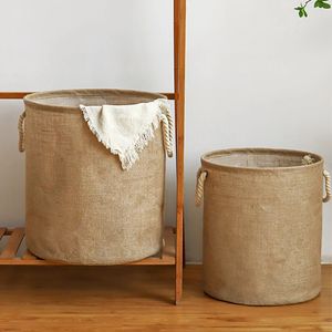 Roupa de lavanderia dobrável Cesto de cesta de cesta de algodão Organizador de banhos de sol com alça Bolsa de classificação de grande capacidade 240510