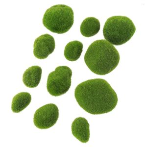 Dekorative Blumen 12 PCs Simulation Moos Steinpflanzendekoration für Aquarien und Glasglas Terrarium Realistisch