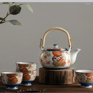 Teaware sätter japansk traditionell delikat guld Applique Ceramic Tea Pot Set Home Handmade tekanna Cup födelsedagspresent