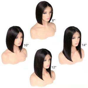 150% Density Virgin Mongolian Straight Wigs for Women 13X4 Bob Wig Short Lace Front Human Hair Wigs