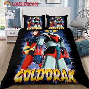 Bedding Sets Robot Cartoon Goldorak Kawaii folha King Twin Double Child Mircofiber ou Tampa de edredão de poliéster