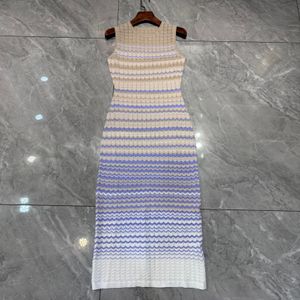 여자 드레스 민소원 승무원 목파 그라디언트 컬러 스플릿 탄성 니트 드레스