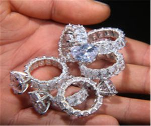 Vecalon Pear Oval Corte 8C anel de diamante original 925 Sterling Silver Engagement Banding Banding Banda de casamento para mulheres Bridal Luxury Party JE7356758