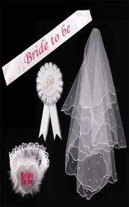 FENGRISE Hen Decor Bride To Be Sash Badge Sexy Garter White Veil Bridal Shower Bachelorette Wedding Party Supplies8321197