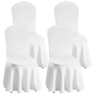 Chair Covers 4Pcs White Polyester Stretch Slipcovers Armless Slipcover Elastic Cover