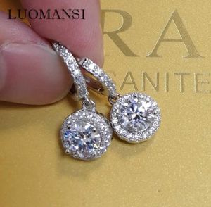 Luomansi S925 Sterling Silver 1CT 65MM Moissanite Pendant Earrings with GRA Certificate Super Flash Wedding Party Woman Gift G09219343444