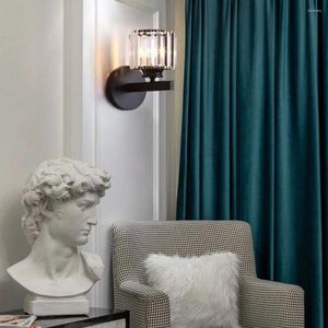 Vägglampa modern stil kristall sconce rund fyrkantig form led lätt hall sovrum sovrum inomhusbelysning