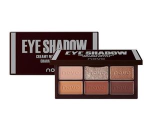 Novo Chocolate Eyeshadow Palettes 6 Color Eye Shadow för nybörjare Lätt att bära skimmer Matte Coloris Cosmetics Makeup Palette5625010