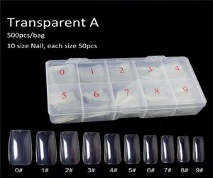 Tamax 500pcsbox Falso unhas Tampa completa Halte e estilo francês White Natural Transparent Clear Color Fake Nails Nail Art Tool6022168