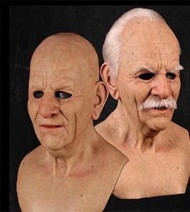 2020 Nowy Old Man Mask Halloween Creepy Wrinkle Face Mask Halloween Costume Realistic LaTex Masquerade Carnival Men Face1683530