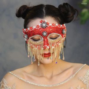 Decorazione per feste Golden Elegant Rinestone Mask Maschera Super Fairy Retro Fashion Trends Ball Birthday Po
