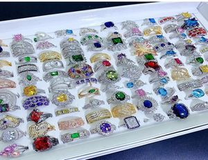 Fashion Heavy Industry Luxury Microinlaid Colorful Zirconium Rings Gorgeous Crystal 925 Silver Gem Explosion Ring Joker Jewelry W8849309