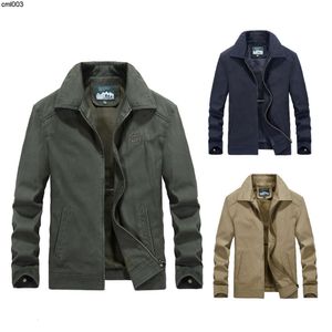 Spring and Autumn Mens Jacket Cotton Flip Collar Workwear Casual Coat