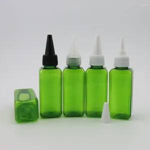 Storage Bottles 30 X 50ml Type Empty Green Lotion And Liquid Container 50cc PET Round White Black Cap Bottle Wholesale