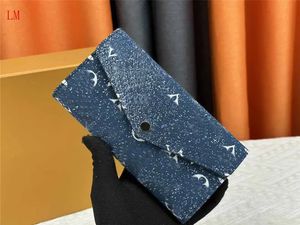 Designer Luxury Portefeuille Sarah Long Wallet Hasp up Zipper Purse Lady Party Cluth Bags M61184 Denim Card Holder Coin Purse wrist wallet