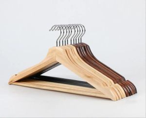 Premium Natural Wood Suit Hangers with Non Slip Bar and Anti Rust Hooks ZZ