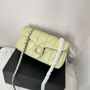 Дизайнерская сумка Стеганая сумка для плеча женская подушка для кроссби с цепочкой золотой серебряный серебряный пряжка сумки Messenger Toping Black White TE043