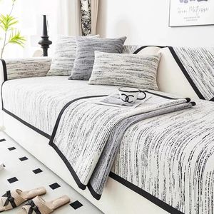 Chaves cobre a cadeira Four Seasons Universal Non-Slip All-Dustproof Cushion Sofá Capa Creme Creme Chenille Spring Chenille