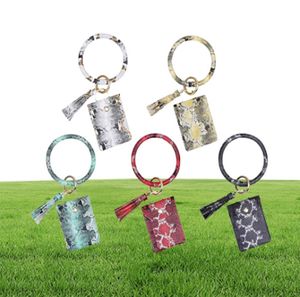 New Keychain Card Bag for Women Leopard Wallet Pu Leather Tassel Bracelet Key Chain Ring Jewelry Keyring Holder Accessories9819923