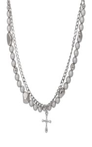 Hip Hop Frosty Necklace Beaded Reflective Beads Double Layered Chain1195593