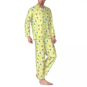 Домашняя одежда пижамы мужчины пастель Dragonfly Night Nightwear