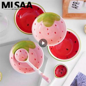 Tigelas Cerâmicas resistentes à mesa de mesa cerâmica exigem venda única vendendo um conjunto criativo de cozinha de tigela de melancia criativa