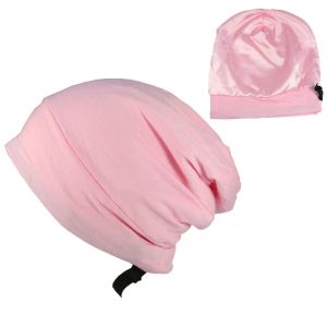2024 Soft Stretch Satin Bonnet Fashion Lined Sleeping Beanie Hat Bamboo Headwear Frizzy Natural Hair Nurse Cap for Women and Menfor Bamboo