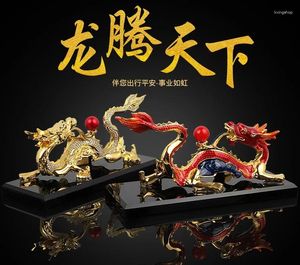 Estatuetas decorativas Boa empresa de escritório em casa, carro, caro de dinheiro eficaz desenho de negócios próspero, Lucky Royal Dragon Feng Shui Brass