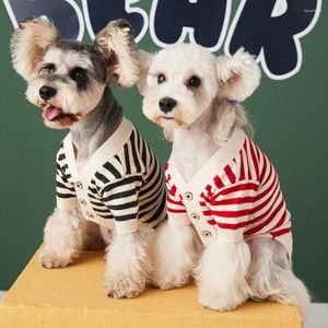 Dog Apparel Clothes Autumn Winter Teddy Schnauzer Cute Pet Sweater Small Stripe Cardigan Cat Clothing Puppy Coat Dogs Hoodies