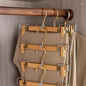 Hangers 5pcs Pants Rack Aluminum Alloy Trousers Multifunction Rotatable Scalable Drying Hanging For Wardrobe Storage