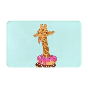 Teppiche Donuts Giraffe 3 Größen Home Teppich Zimmer Teppich Donut Essen Süße tierische hausgemachte rosa blaue Kunst Vintage Surrealismus lustig