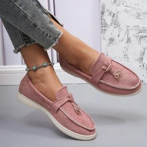 Casual Shoes Lefu Large Women's 2024 Fashion Solid Color One Step High End Bean Versatile Shallow Mouth