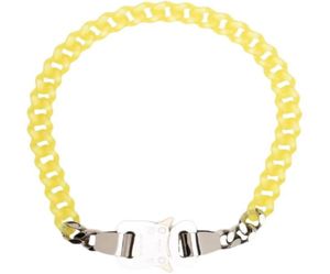 1017 Alyx 9SM Color PVC Transparent Cuban Chain Metal Lock Necklace European och American Simple Fashion Hip Hop Jewelry4280544