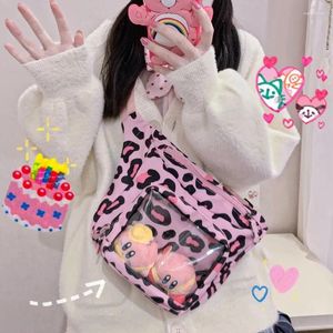 Umhängetaschen japanische süße Dollbag Personalisierte transparente PVC -ITabag -Studentin Leopard Canvas Messenger Mode Frauen