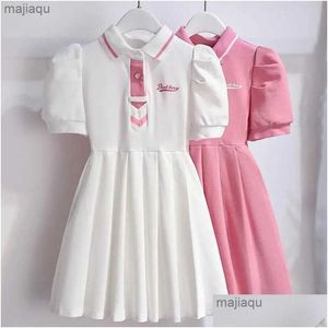 Vestidos de menina meninas da versão coreana 2024 The Childrens Dress Small Fragrance Sweet Pleated Princess Drop Drip Baby Kids Ma dhlub