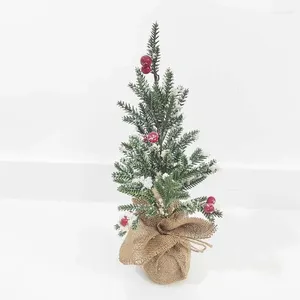 Dekorative Blumen 40 cm künstliche Weihnachtsbaumdekoration Supplies Xmas Desk Decor Ornament Kleine Set Tabletop Kit mit Lichtern