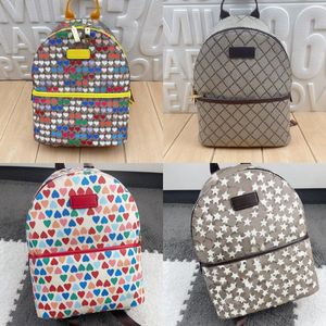Women Designer backpack leather embroidery Gletter school bag for youth students Men outdoor bag large capacity waterproof travel bag love heart star brown totes