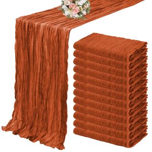 10st Terracot Semi-Sheer Gace Table Runner Cheesecloth Table Seting Dining Wedding Party Christmas Banquets Arches Cake Decor 240509