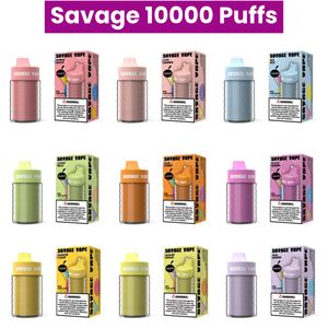 Savage Hindable Vapes 12000 10000 Puffs 25 ml einstellbare Luftstromdampfs E CIGS VAPER 2% 3% 5% 10 Geschmacksrichtungen vorgefüllte Saft -Geräte -Mesh -Spule 650mAh Batterie