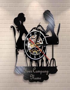 Niestandardowy Salon Spa Bussiness Ściana dekoracje ścienne Salon paznokciowy wyróżniał twoje imię Record Wall Clock Polski zegar sztuki mody Y2001103966119
