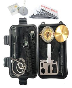 Kit di sopravvivenza impostato Outdoor Camping Travel Multifunzione Pronto soccorso SOS EMERGENZA Emergenzie Tattica per gli accessori selvatici7749168