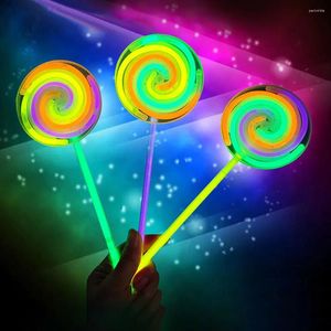 Parti Dekorasyonu Aydınlık Lollipop Glow Stick Dönen Yel Değirmeni Floresan Işık Po Props Dekor Çocuk Doğum Günü Hediyesi