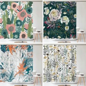 Shower Curtains Oil Painting Blooming Flowers Curtain For Bathroom Decor Bathtub Accessories Women Girls Polyester Fabric With Hooks